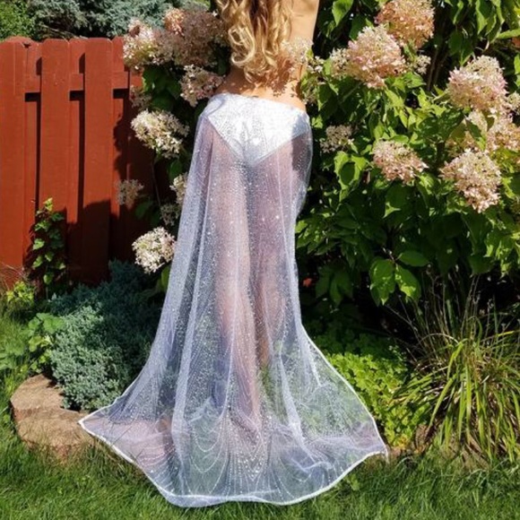 Dresses & Skirts - Silver Sparkle Glitter Skirt | Mesh Festival Skirt